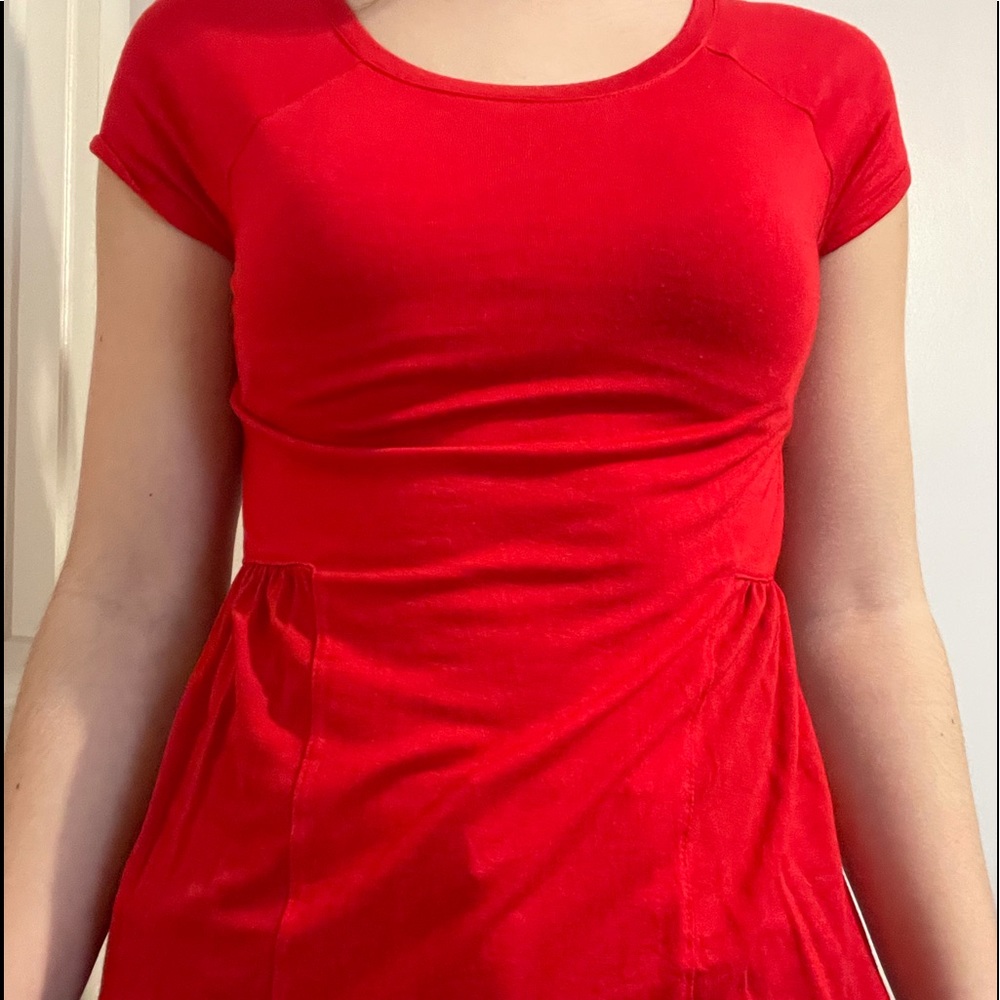 red top with flowy bottom